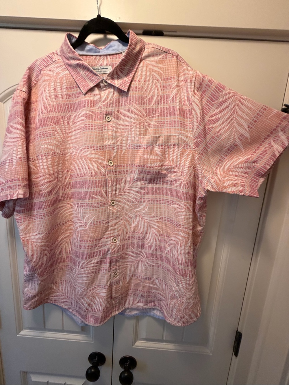 Tommy Bahama Pink Palm-Print Short-Sleeve Button-Down Shirt